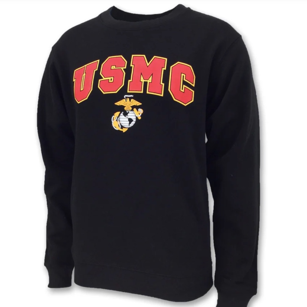 USMC Marines Gildan Black Crewneck Sweater NWT Size Small